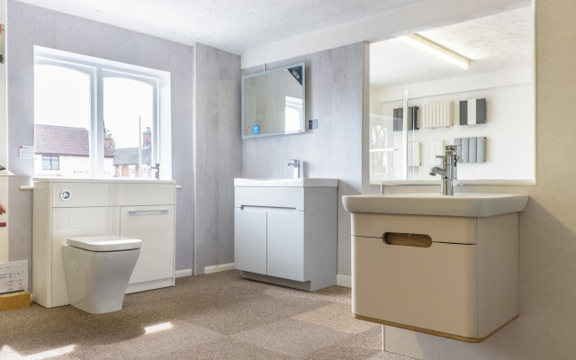 14 - Hickman Supplies Bathroom Showroom - Wall-hung Vanity Unit, Large Freestanding Vanity Unit and Fitted Unit with a Back-to-wall Toilet