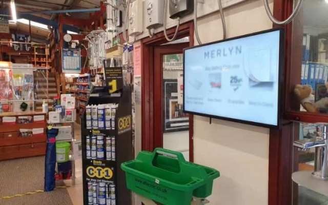 Hickman Supplies Trade Counter - Digital screen displaying Merlyn content